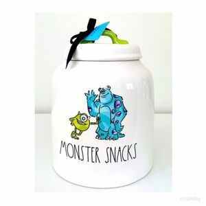Rae Dunn Disney Pixar Monsters Inc Monster Snacks Cookie Canister Mike & Sully